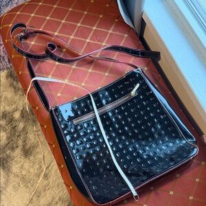 Arcadia Black Patent Crossbody Bag purse